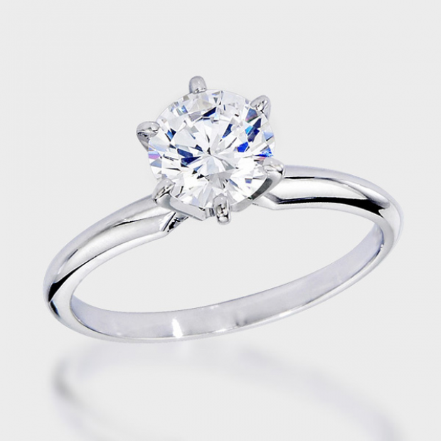 Certified 1.33 Carat (ctw) 14K White Gold Real Round Diamond Ladies Engagement Solitaire Ring