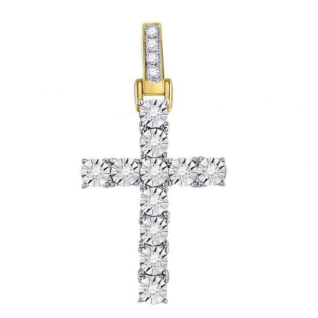 0.12 Carat (ctw) Yellow Gold Plated Silver Round Yellow Diamond Dice Shape Mens Stud Earring 1PC