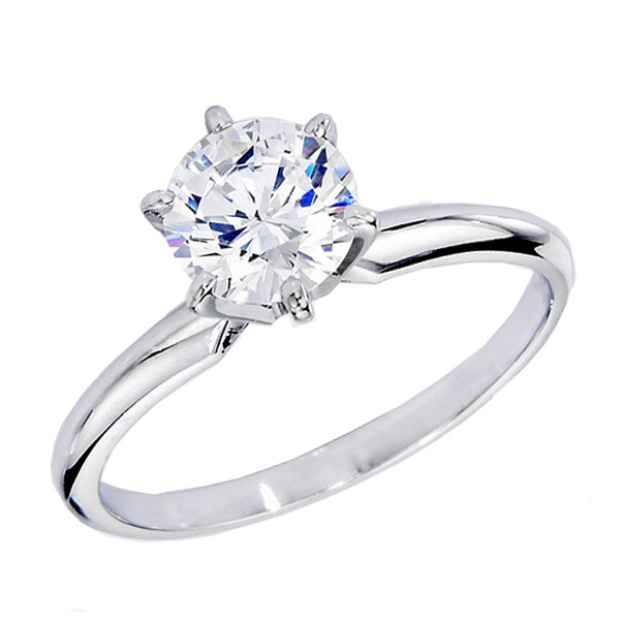 Certified 1.37 Carat (ctw) 14K White Gold Real Round Diamond Ladies Engagement Solitaire Ring