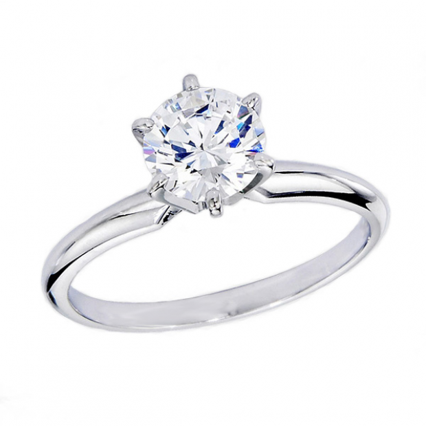 Certified 1.04 Carat (ctw) 14K White Gold Real Round Diamond Ladies Engagement Solitaire Ring