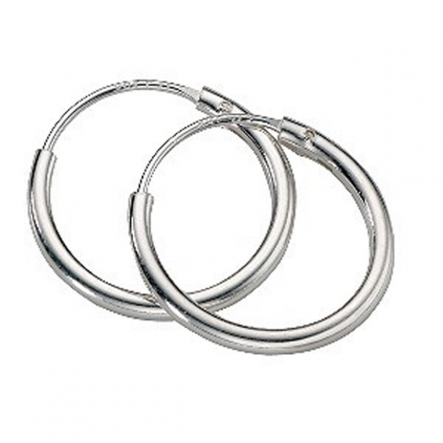 ITALIAN BEAUTIFUL .925 SILVER HOOP EARRINGS 14 mm