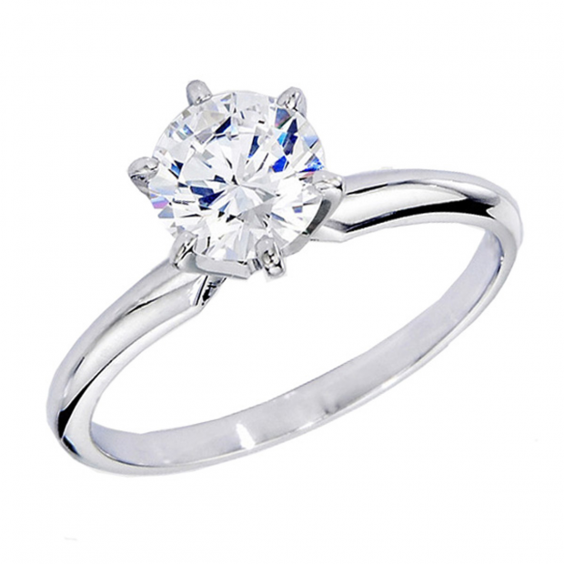 Certified 1.05 Carat (ctw) 14K White Gold Real Round Diamond Ladies Engagement Solitaire Ring 1 CT