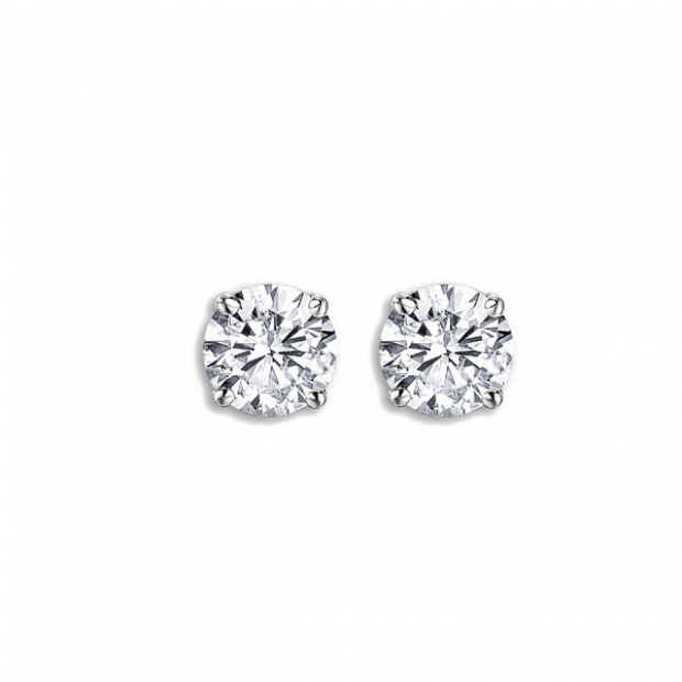 0.78 Carat (ctw) 14K White Gold Round Cut Ladies Diamond Stud Earrings