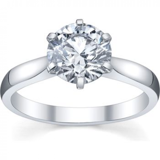 Platinum Ladies Solitaire Semi Mount 4 Prong Engagement Ring (No Center Stone)