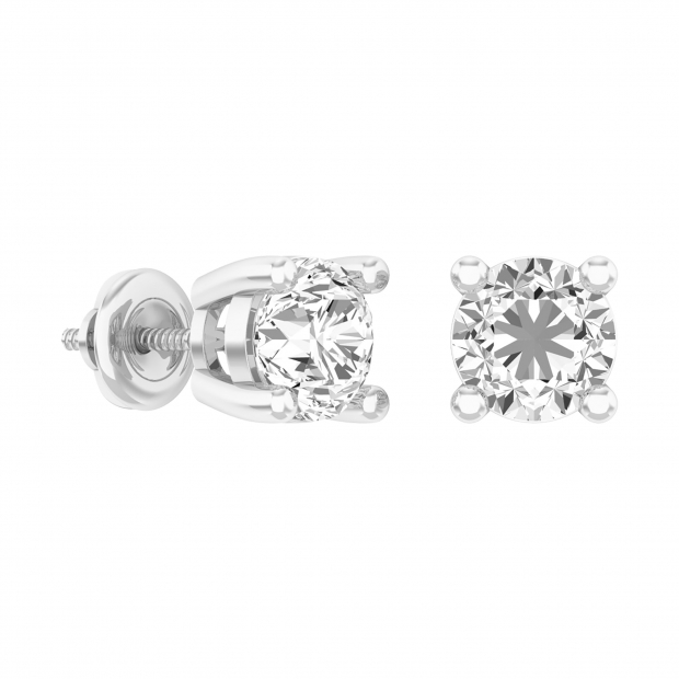 IGI Certified 2.16 Carat (ctw) 14K White Gold Round Cut White Diamond Ladies Stud Earrings