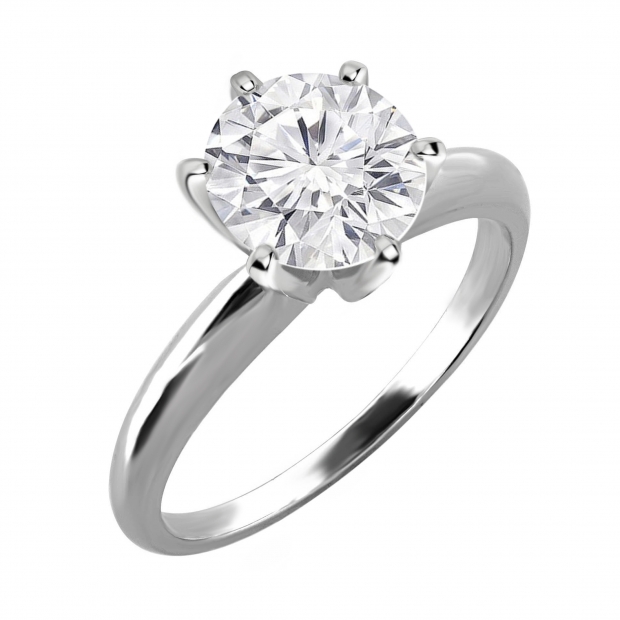 IGI Certified 2.02 Carat (ctw) 14K White Gold Brilliant Round Diamond Ladies Bridal Engagement Solitaire Ring 2 CT
