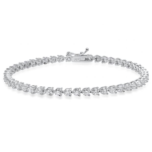 4.16 Carat (Ctw) 18K White Gold Round White Diamond Ladies Tennis Bracelet