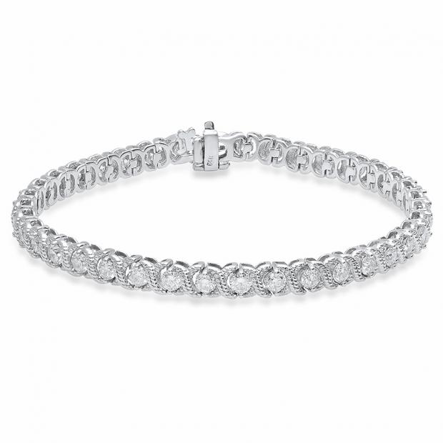 5.00 Carat (Ctw) 14K White Gold Round White Diamond Ladies XO Tennis Bracelet 5 CT