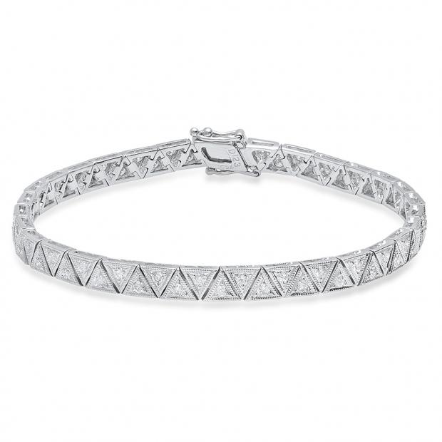 1.23 Carat (Ctw) 18K White Gold Round White Diamond Ladies Tennis Bracelet