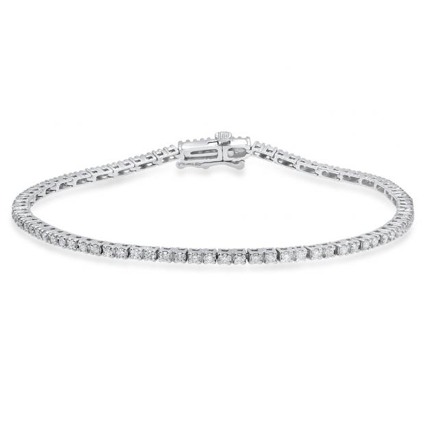 1.00 Carat (Ctw) 14K White Gold Round White Diamond Ladies Tennis Bracelet 1 CT