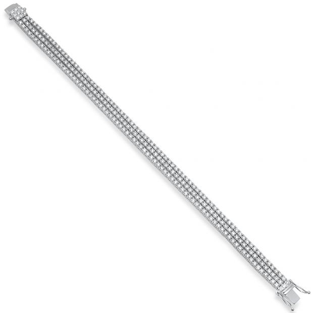 5.00 Carat (Ctw) 14K White Gold Round White Diamond Ladies Three Row Tennis Bracelet 5 CT