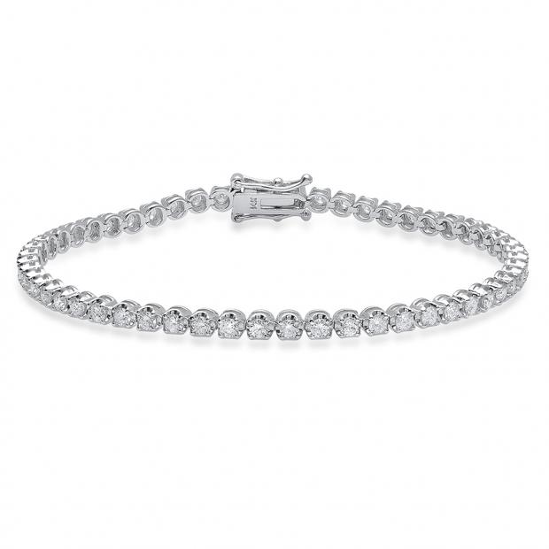 2.50 Carat (Ctw) 14K White Gold Round White Diamond Ladies Tennis Bracelet 2 1/2 CT