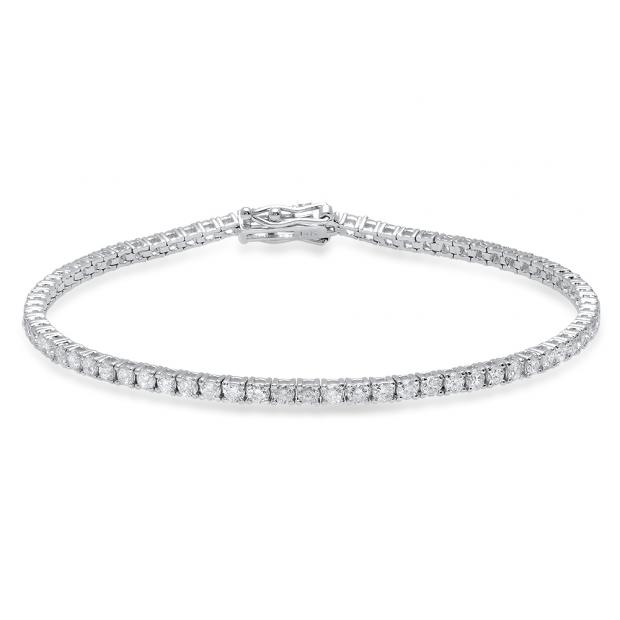 2.50 Carat (Ctw) 14K White Gold Round White Diamond Ladies Tennis Bracelet 2 1/2 CT