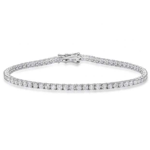 3.00 Carat (Ctw) 14K White Gold Round White Diamond Ladies Tennis Bracelet 3 CT