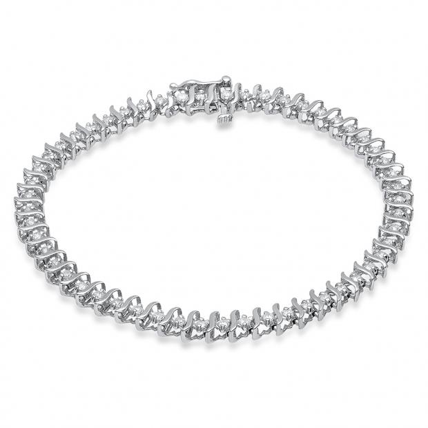 1.00 Carat (Ctw) 14K White Gold Round White Diamond Ladies Tennis Bracelet 1 CT