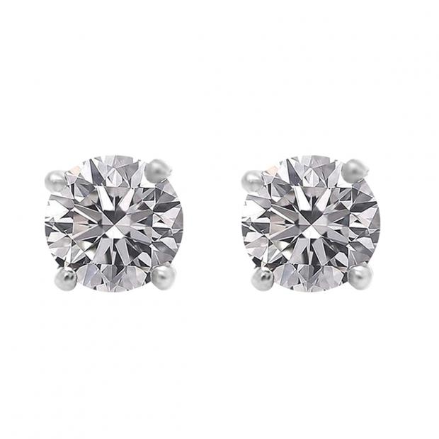 0.75 Carat (ctw) 14K White Gold Round Lab Grown White Diamond Ladies Stud Earrings 3/4 CT