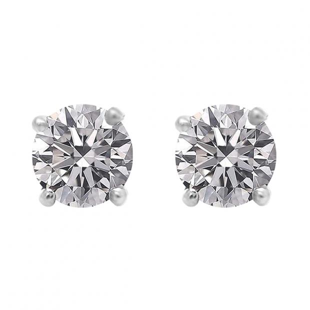 1.00 Carat (ctw) 14K White Gold Round Lab Grown White Diamond Ladies Stud Earrings 1 CT