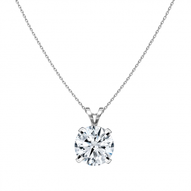 IGI Certified 2.50 Ctw Round Solitaire Lab Grown Diamond 4 Prong Pendant with 18 inch Silver Chain, 14K White Gold