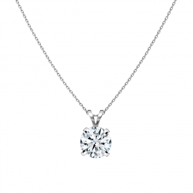 IGI Certified 1.00 Ctw Round Solitaire Lab Grown Diamond 4 Prong Pendant with 18 inch Gold Chain, 10K White Gold