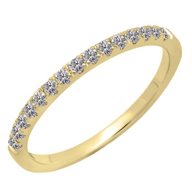 0.25 Carat (ctw) 10K Yellow Gold Round Lab Grown White Diamond Ladies Stackable Wedding Band 1/4 CT