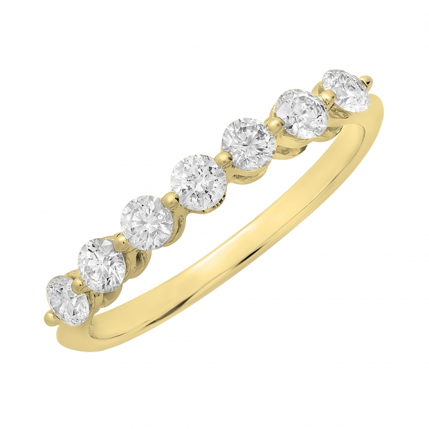 0.50 Carat (ctw) 10K Yellow Gold Round Lab Grown Diamond Ladies 7 Stone Wedding Band Ring 1/2 CT