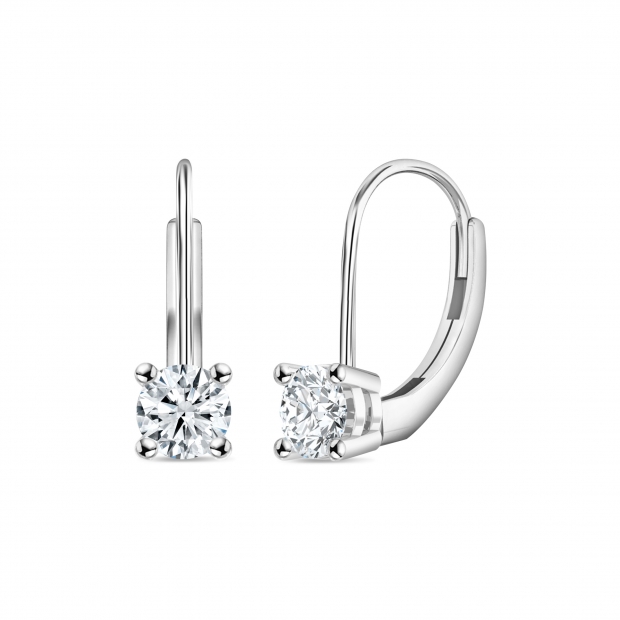 0.75 Ctw Round Lab Grown Diamond Solitaire Lever Back Drop Earrings, 10K White Gold