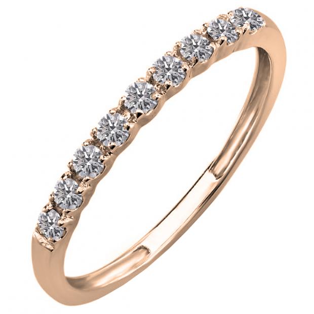 0.25 Carat (ctw) 14K Rose Gold Round Lab Grown Diamond Ladies Wedding Band Enhancer Guard 1/4 CT