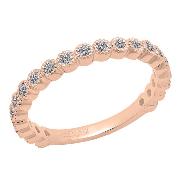 0.50 Carat (ctw) 10K Rose Gold Round Lab Grown White Diamond Stackable Wedding Eternity Band Ring