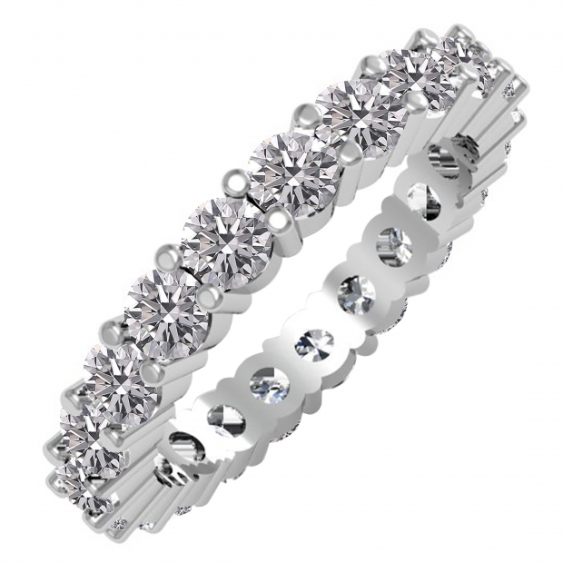 2.50 Carat (ctw) 14K White Gold Round Lab Grown Diamond Ladies Eternity Stackable Ring Wedding Band