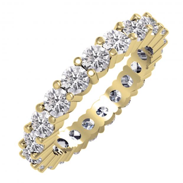 2.10 Carat (ctw) 10K Yellow Gold Round Lab Grown Diamond Ladies Eternity Stackable Ring Wedding Band