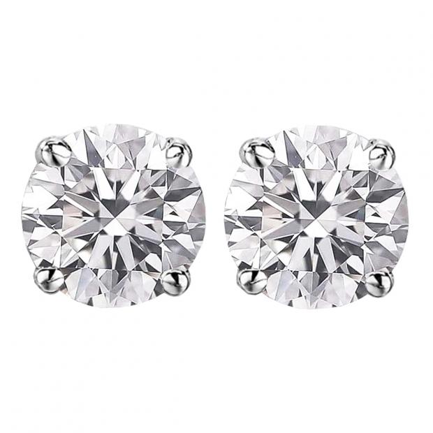 1.15 Carat (ctw) 14K White Gold Round Lab Grown White Diamond Ladies Stud Earrings 1 CT