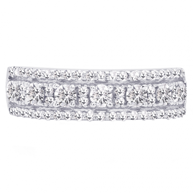 0.75 Carat (ctw) 14K White Gold Round Lab Grown Diamond Ladies Wedding Band Ring 3/4 CT