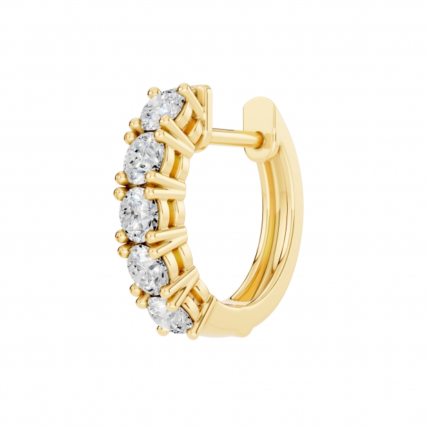 0.50 Carat Round Lab Grown White Diamond Ladies Hoop Earring 1/2 CT (Only 1 Pc) 10K Yellow Gold