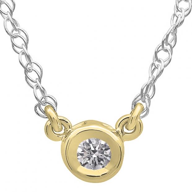 0.25 Carat (ctw) 18K Yellow Gold Round Diamond Ladies Bezel Set Solitaire Pendant 1/4 CT