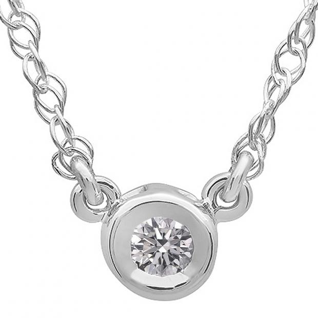 0.50 Carat (ctw) 18K White Gold Round Lab Created Diamond Ladies Bezel Set Solitaire Pendant 1/2 CT