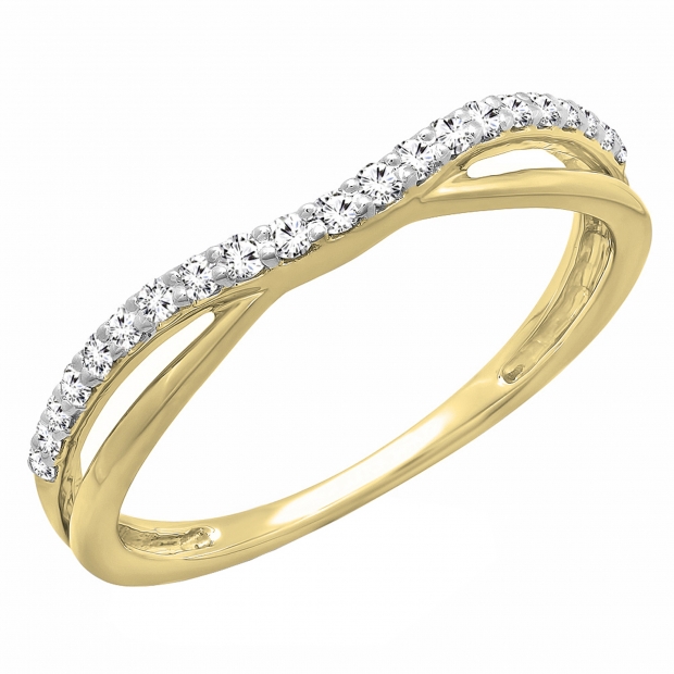0.25 Carat (ctw) 10K Yellow Gold Round Lab Grown Diamond Ladies Wedding Guard Contour Band 1/4 CT