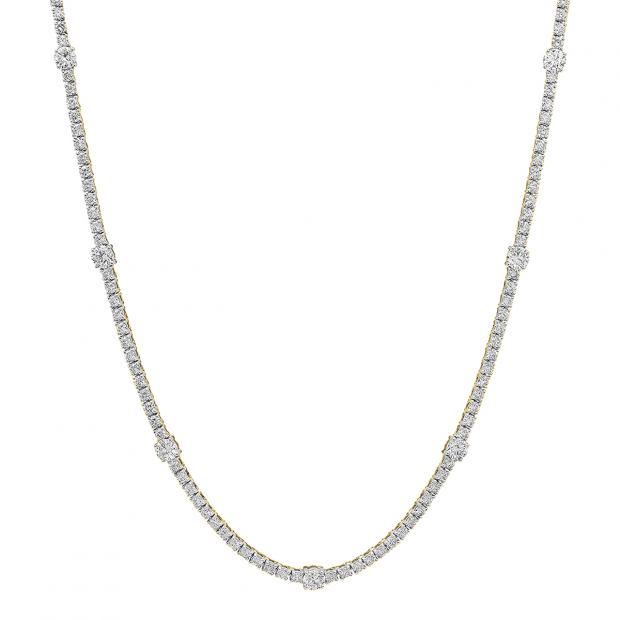 7.50 Carat (ctw) 18K Yellow Gold Round Lab Grown Diamond Tennis Necklace