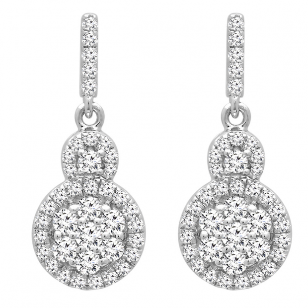 0.50 Carat (ctw) 10K White Gold Round Lab Grown White Diamond Ladies Drop Earrings 1/2 CT