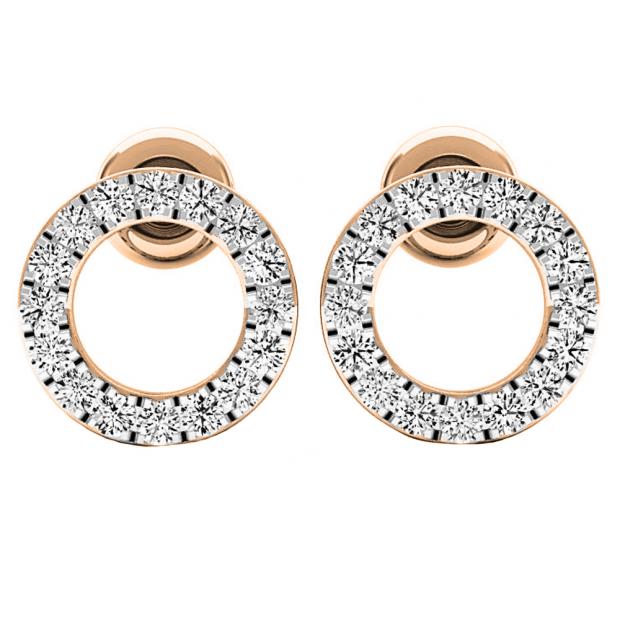 0.33 Carat (ctw) 18K Rose Gold Round Lab Grown White Diamond Ladies Circle Shape Stud Earrings 1/3 CT