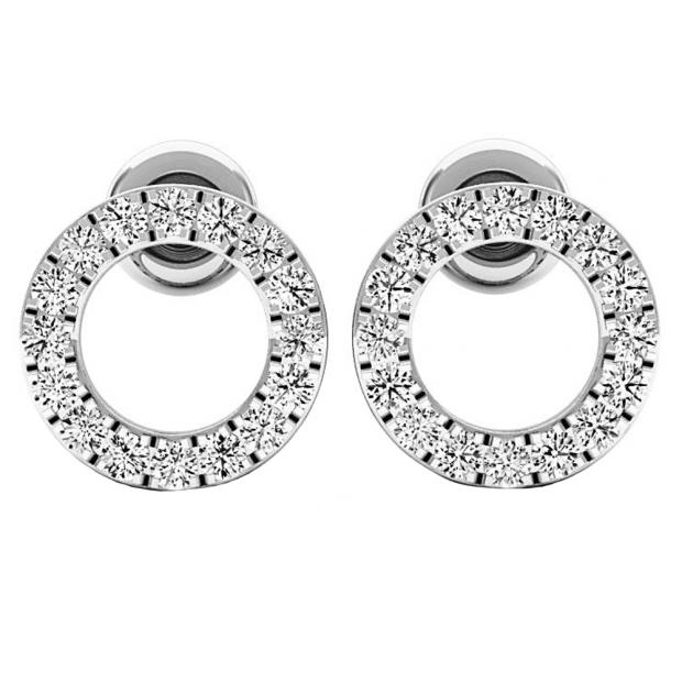 0.33 Carat (ctw) 18K White Gold Round Lab Grown White Diamond Ladies Circle Shape Stud Earrings 1/3 CT