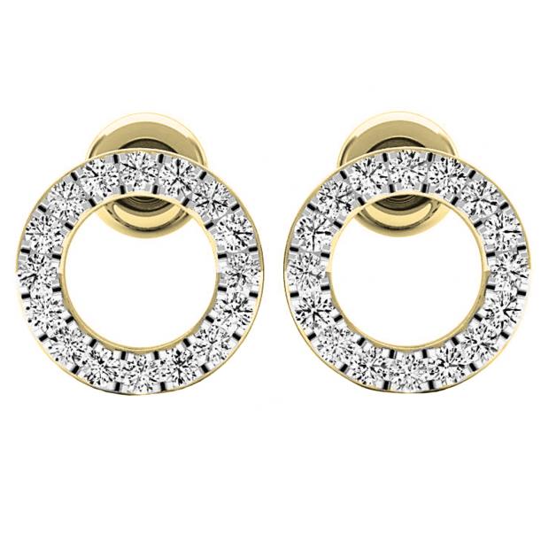 0.50 Carat (ctw) 18K Yellow Gold Round Lab Grown Diamond Ladies Circle Shape Stud Earrings 1/2 CT