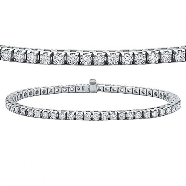 7.00 Carat (ctw) 14K White Gold Round Lab Grown Diamond Ladies Tennis Bracelet 7 CT
