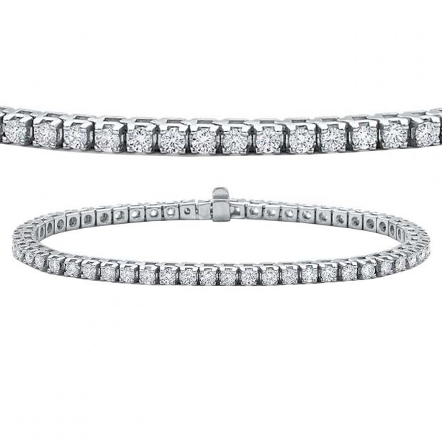 8.00 Carat (ctw) 14K White Gold Round Lab Grown Diamond Ladies Tennis Bracelet 8 CT
