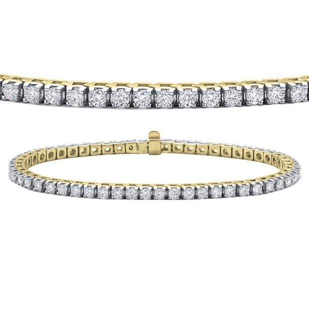 8.00 Carat (ctw) 18K Yellow Gold Round Lab Grown Diamond Ladies Tennis Bracelet 8 CT