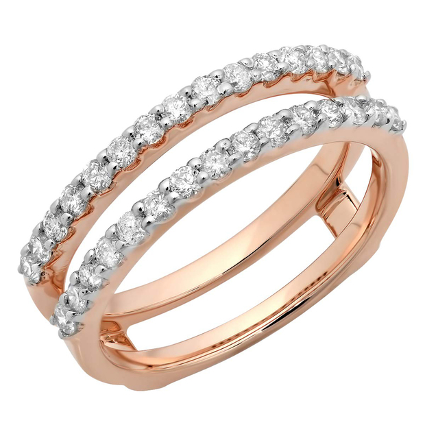 0.50 Carat (ctw) 18K Rose Gold Round Lab Grown Diamond Ladies Wedding Band Enhancer Guard Band 1/2 CT