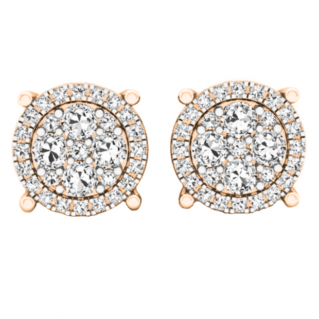 0.40 Carat (ctw) 18K Rose Gold Round Lab Grown White Diamond Ladies Cluster Flower Stud Earrings