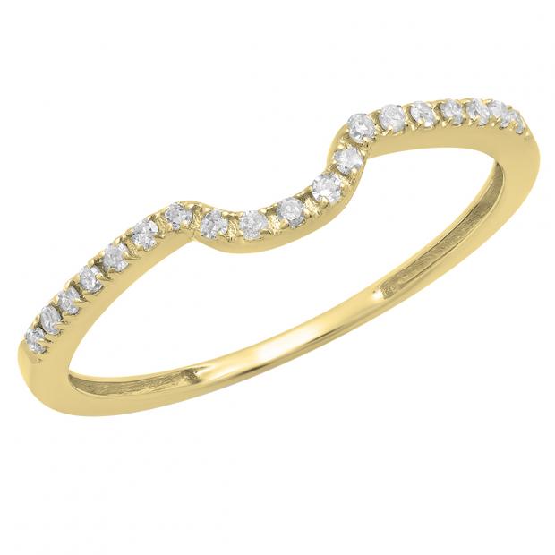 0.11 Carat (ctw) 18K Yellow Gold Round White Lab Grown Diamond Ladies Wedding Band Guard Ring