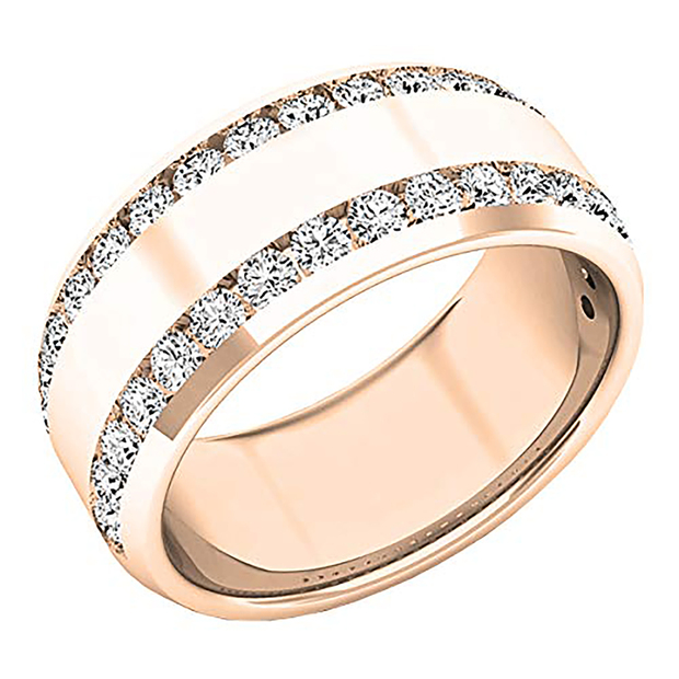 1.00 Carat (ctw) 18K Rose Gold Round Lab Grown White Diamond Ladies Anniversary Wedding Band 1 CT