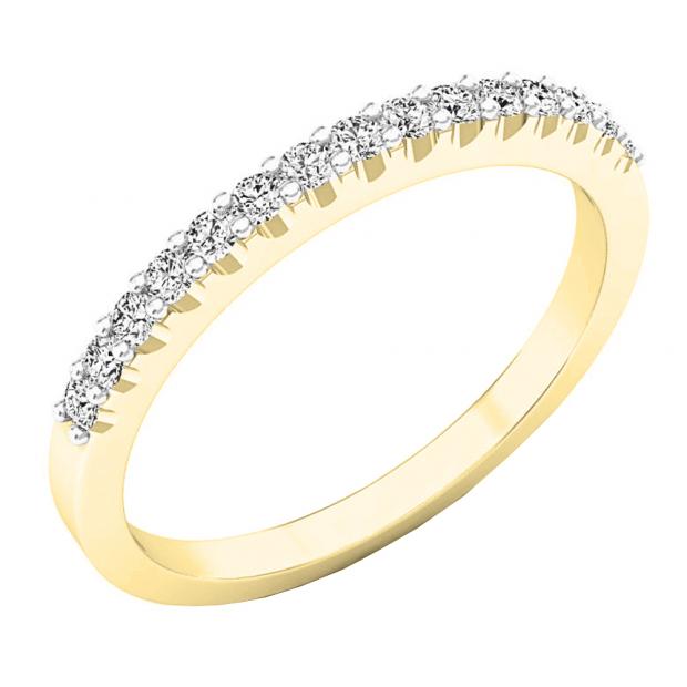 0.25 Carat (ctw) 10K Yellow Gold Round Lab Grown Diamond Ladies Wedding Stackable Band 1/4 CT