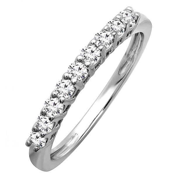 0.33 Carat (ctw) 14K White Gold Round Lab Grown Diamond Ladies Stackable Wedding Band 1/3 CT
